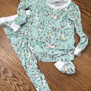 Little Sleepies Aqua Bunny Pajama Set